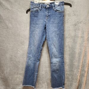 Free People Womens Straight Leg Fringe Bottom Jeans, Sz 26 Classic 5 Pockets